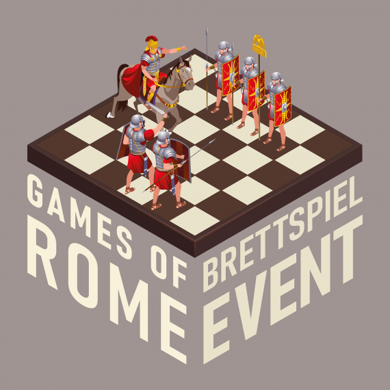 Zeichnung römischer Soldaten, die Spielfiguren auf einem Schachbrett bilden. © Gestaltung: krm/Tobias Esch · Illustrationen: AdobeStock/Andriy Kalchenko & Freepik/macrovector